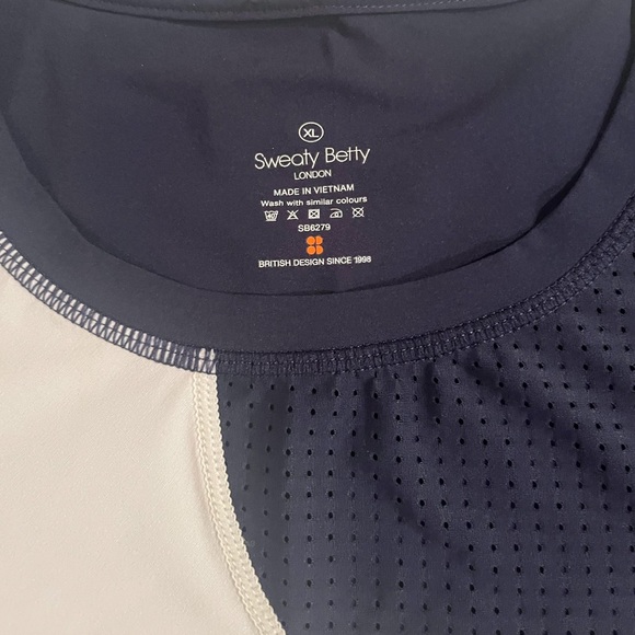 SWEATY BETTY Score Gym T-Shirt Navy with White XL - Picture 5 of 8